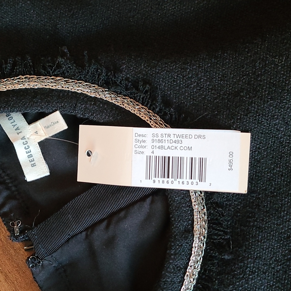 πHost Pickπ Rebecca Taylor Tweed Black Fringe Dress - Picture 11 of 14